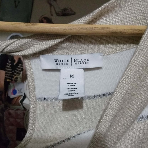 White House Black Market Metallic Striped Long Sleeve - Picture 4 of 5